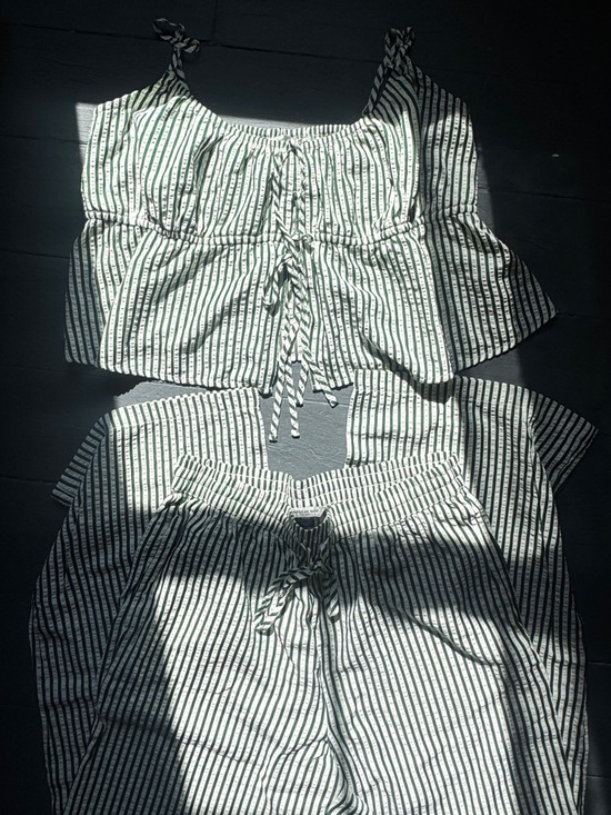 aerie Other - aerie green and White Striped Tie-Front Cami and Pants Set